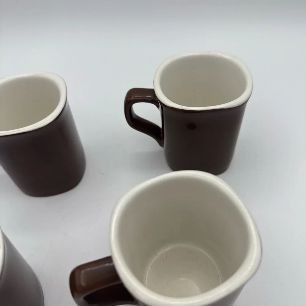 4 Crate & Barrel demitasse chocolate Brown Expresso Mugs 4oz w/ Tags